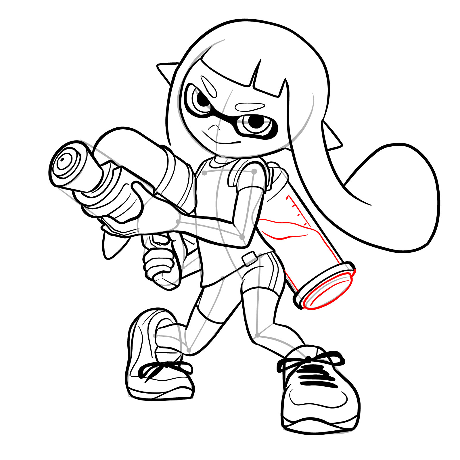 How to draw an Inkling Girl - step 35