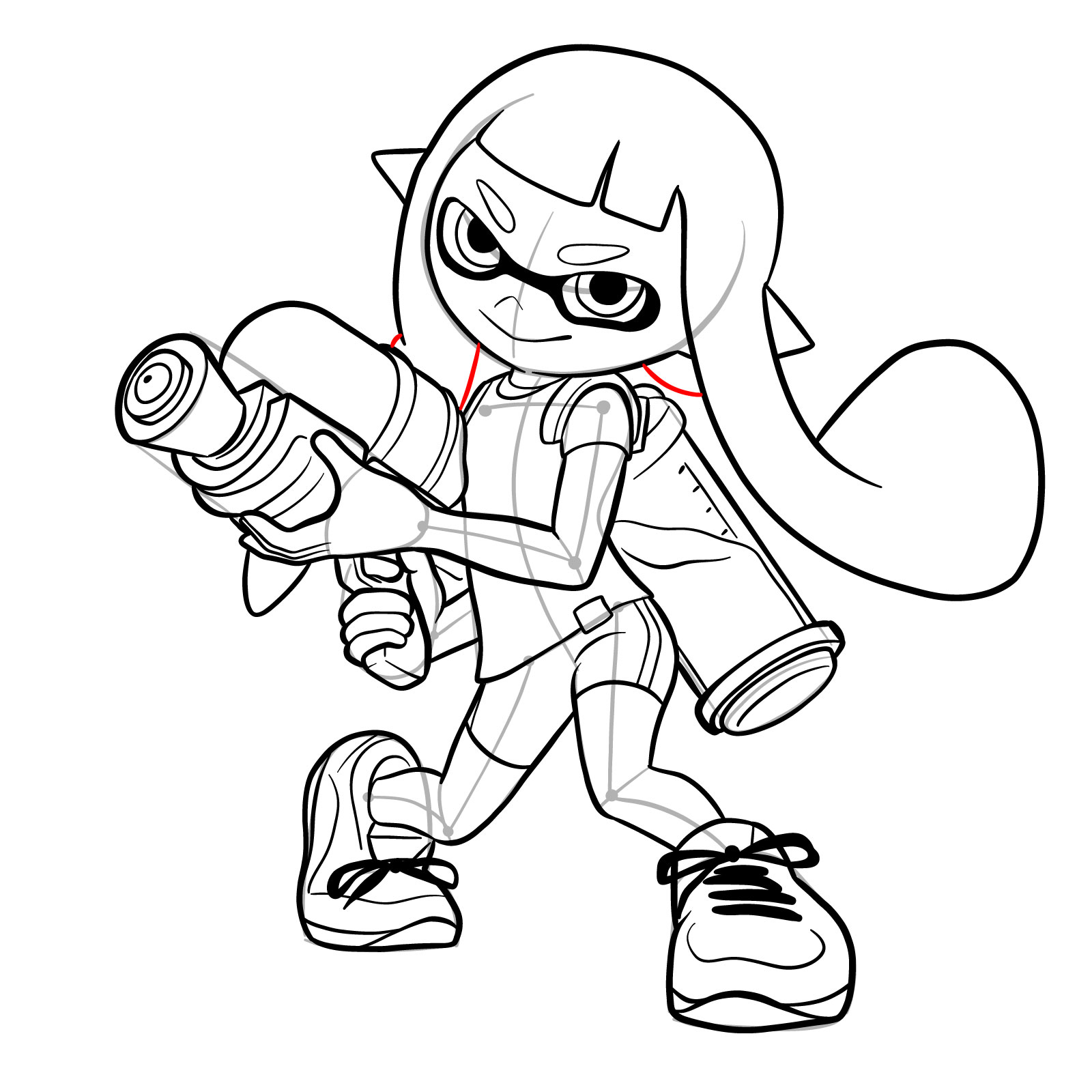 How to draw an Inkling Girl - step 36