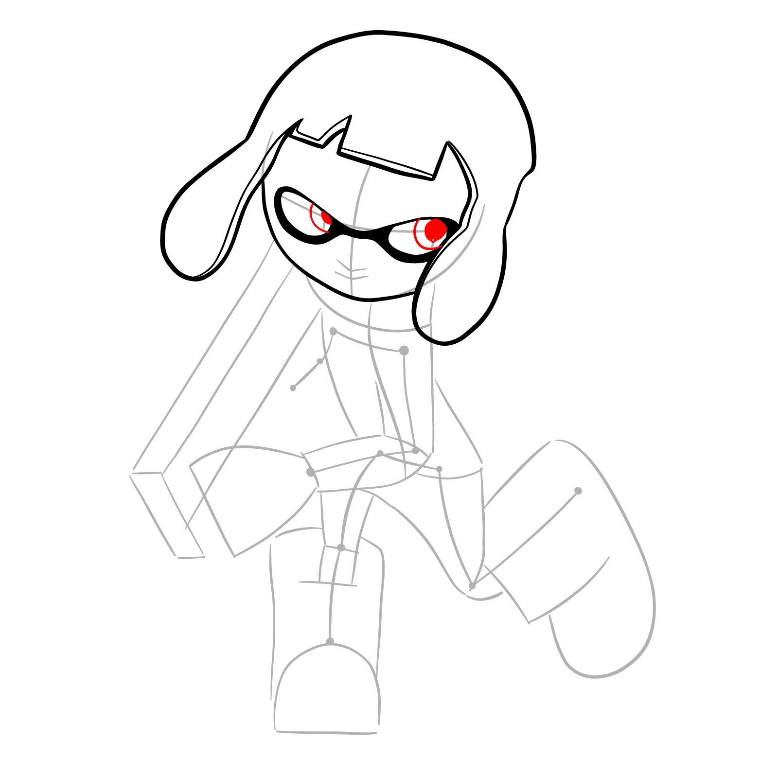 How to draw a Splatoon Agent 4 - step 09