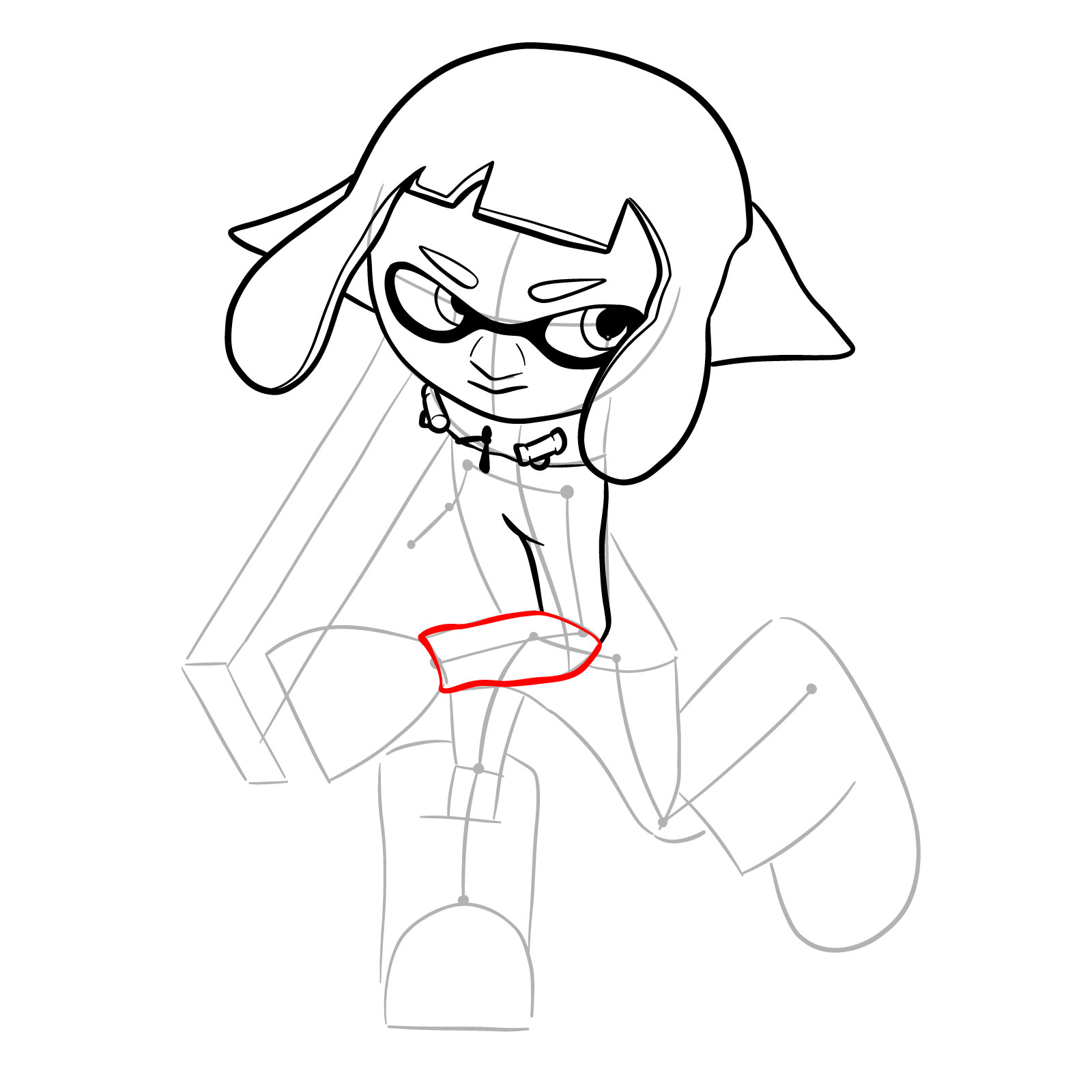 How to draw a Splatoon Agent 4 - step 14