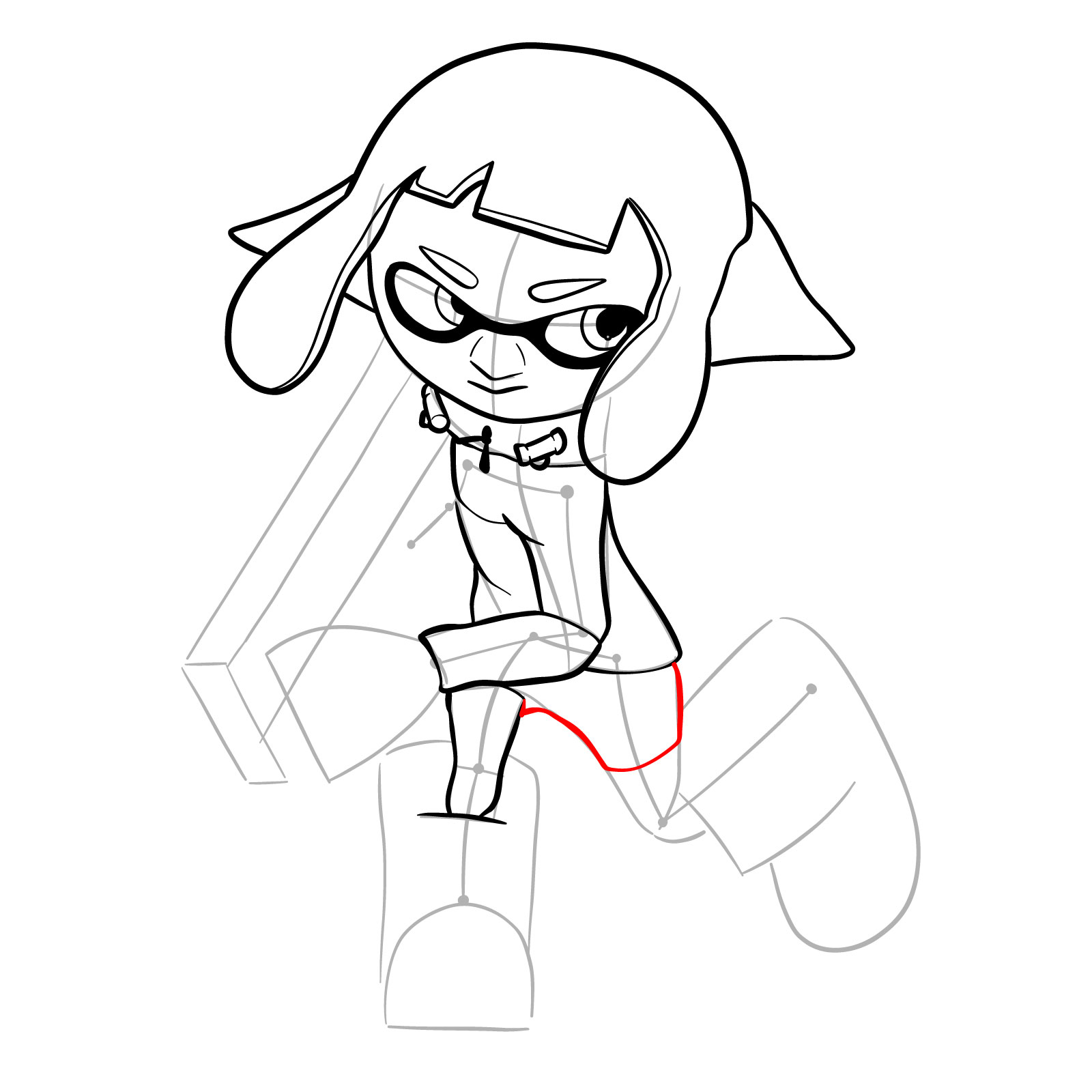 How to draw a Splatoon Agent 4 - step 17