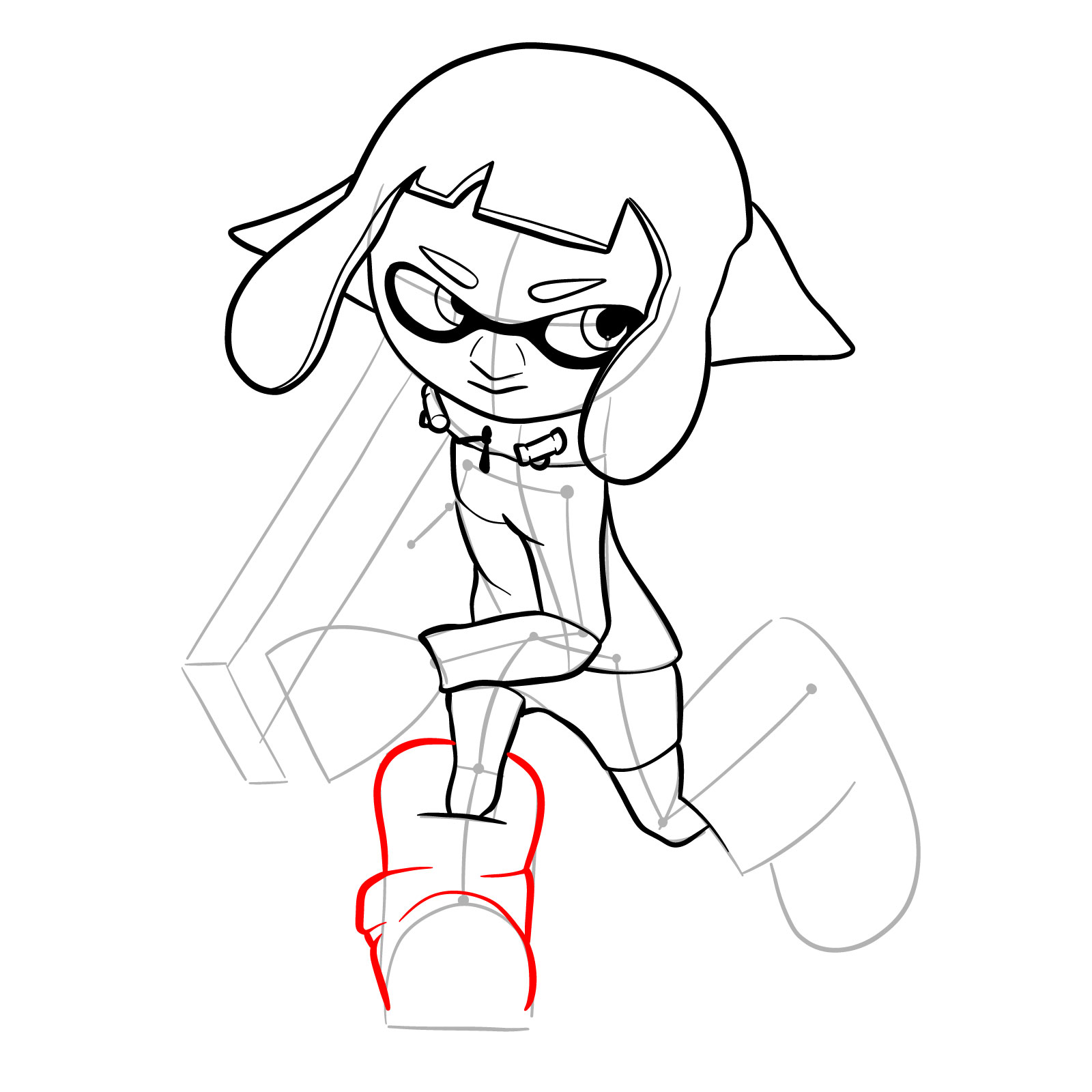 How to draw a Splatoon Agent 4 - step 19