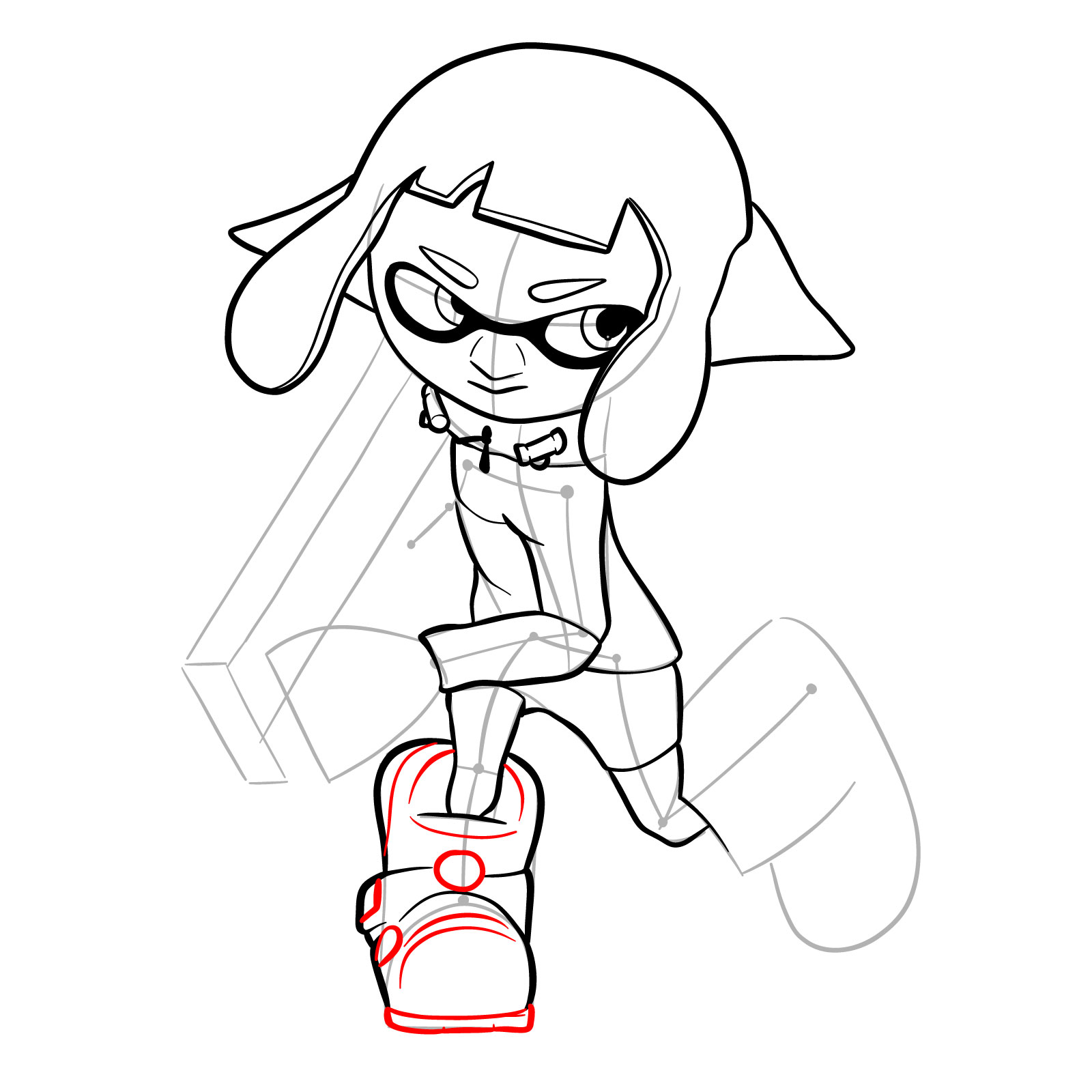 How to draw a Splatoon Agent 4 - step 20