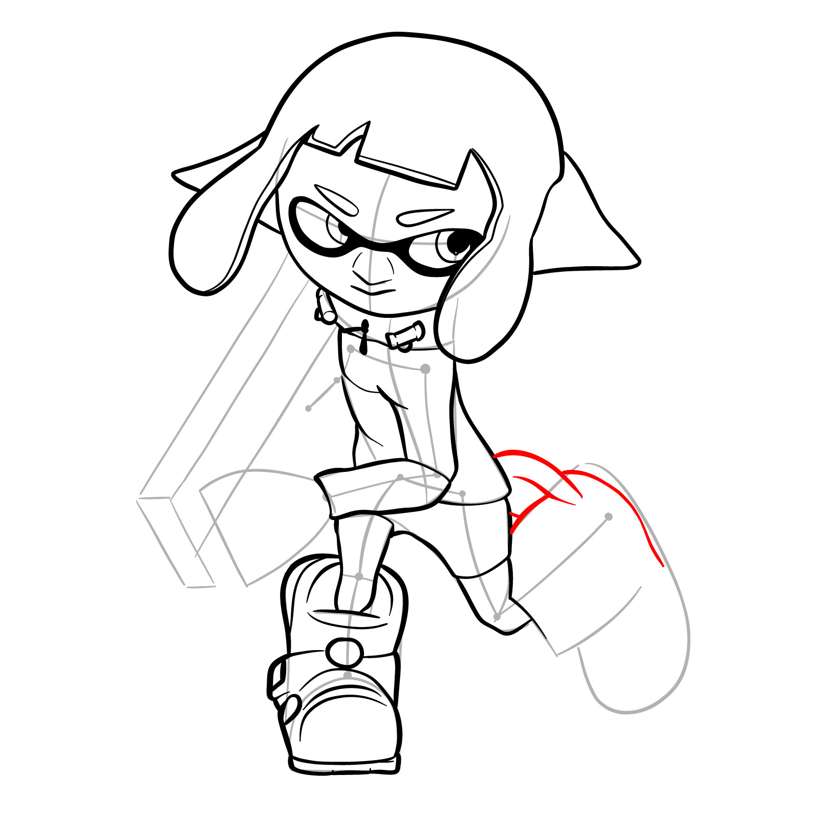 How to draw a Splatoon Agent 4 - step 21