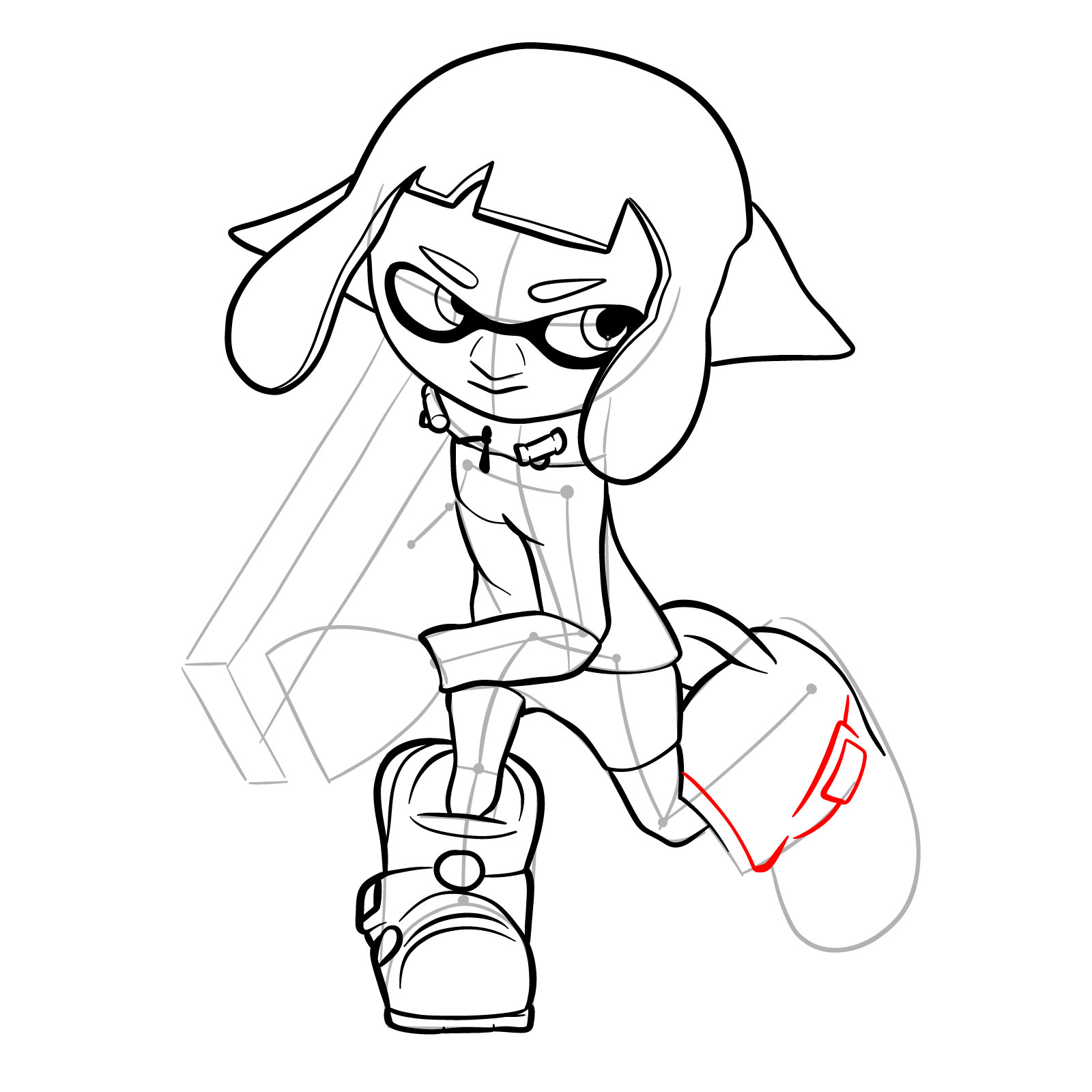 How to draw a Splatoon Agent 4 - step 22