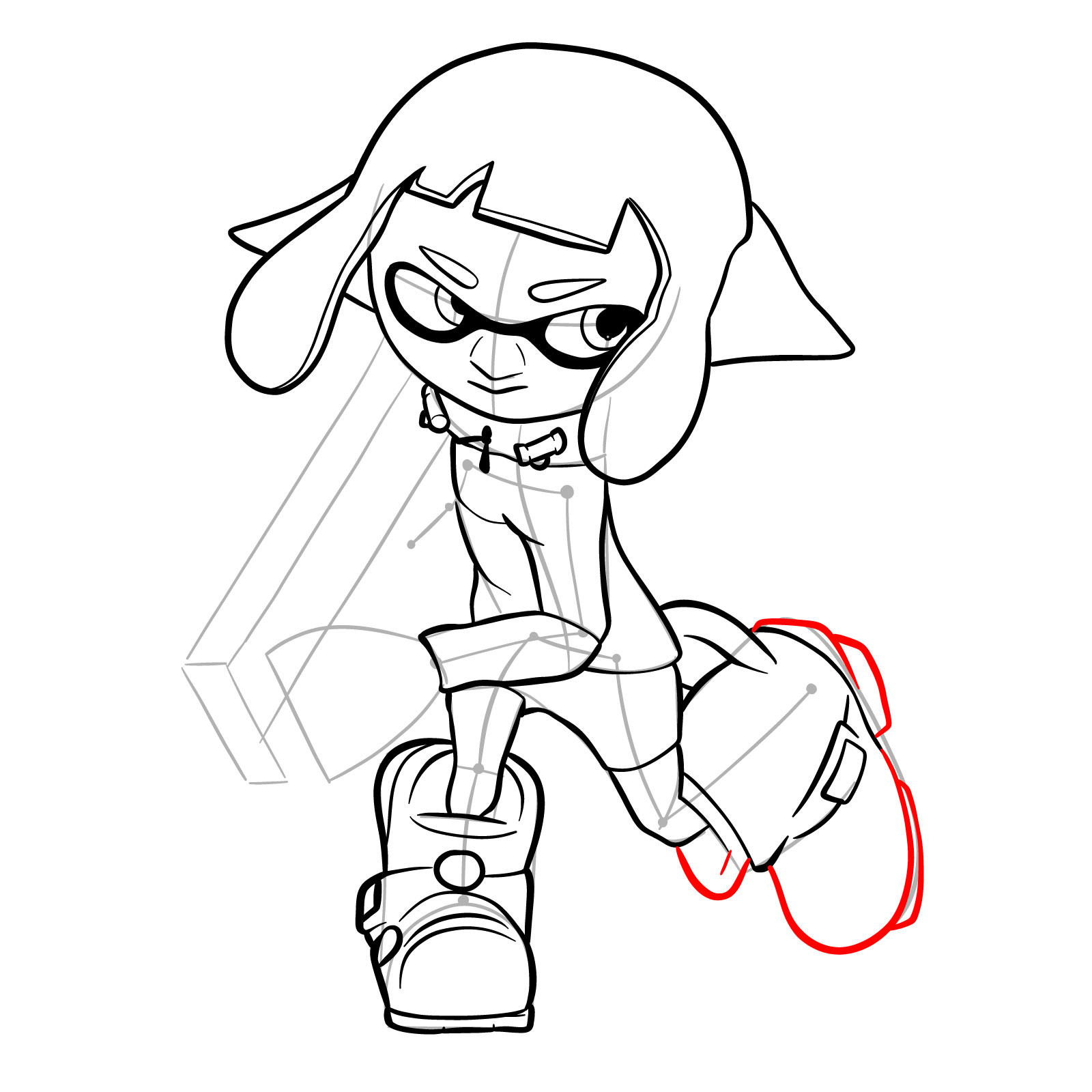 How to draw a Splatoon Agent 4 - step 23