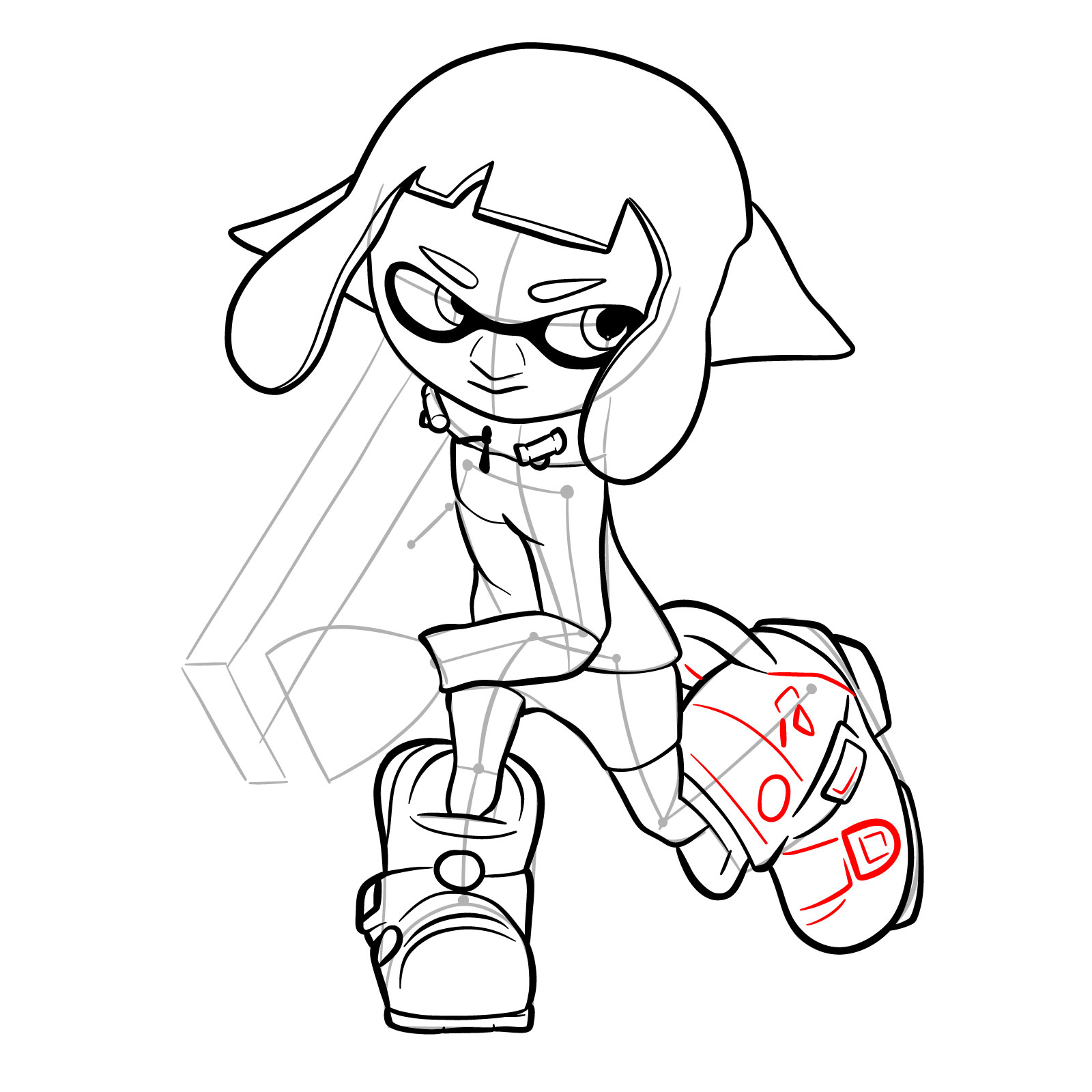 How to draw a Splatoon Agent 4 - step 24