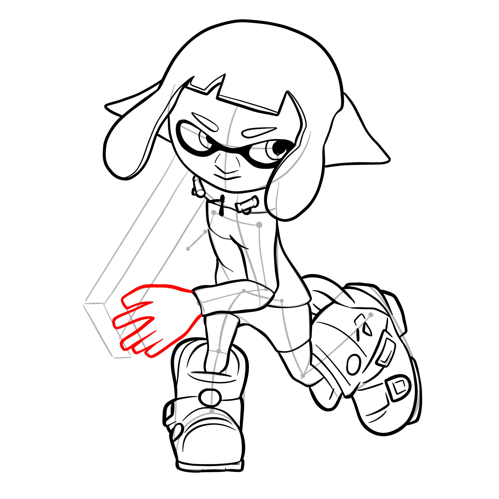 How to draw a Splatoon Agent 4 - step 25