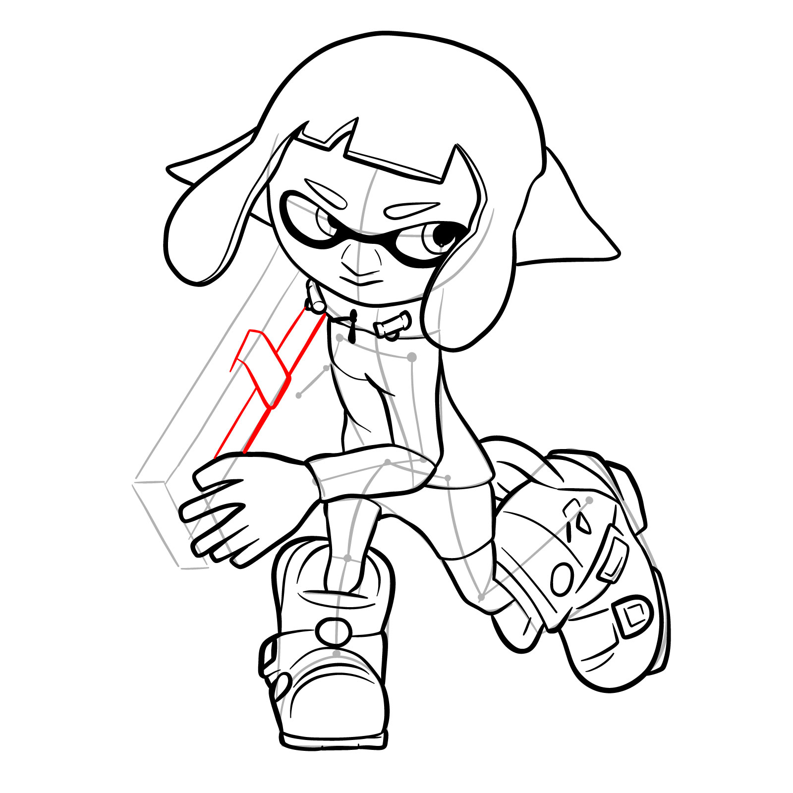 How to draw a Splatoon Agent 4 - step 26