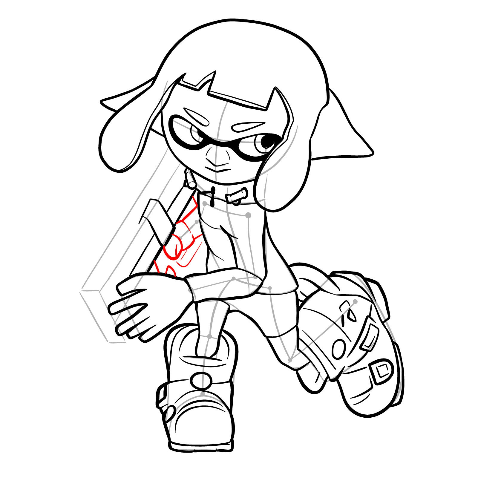 How to draw a Splatoon Agent 4 - step 27