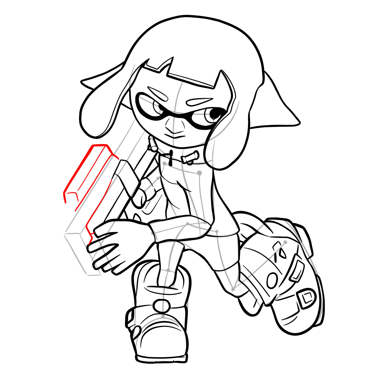 How to draw a Splatoon Agent 4 - step 28
