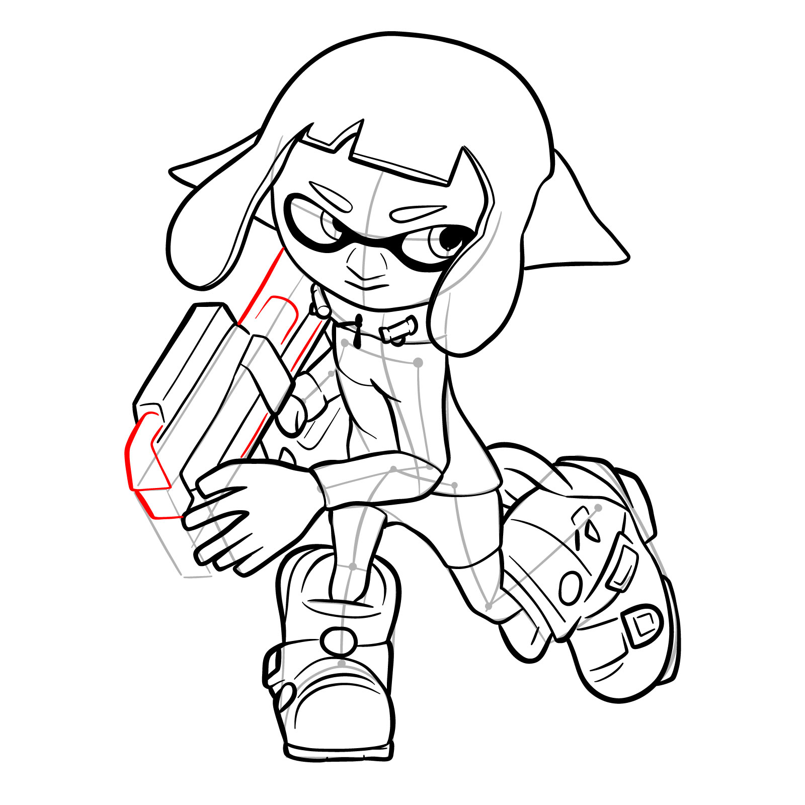 How to draw a Splatoon Agent 4 - step 29
