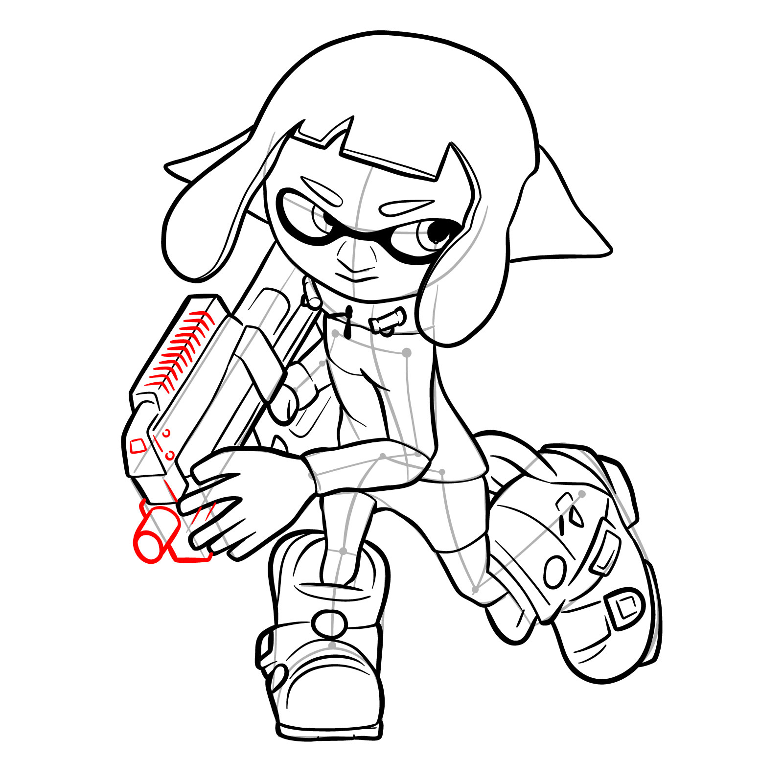 How to draw a Splatoon Agent 4 - step 30