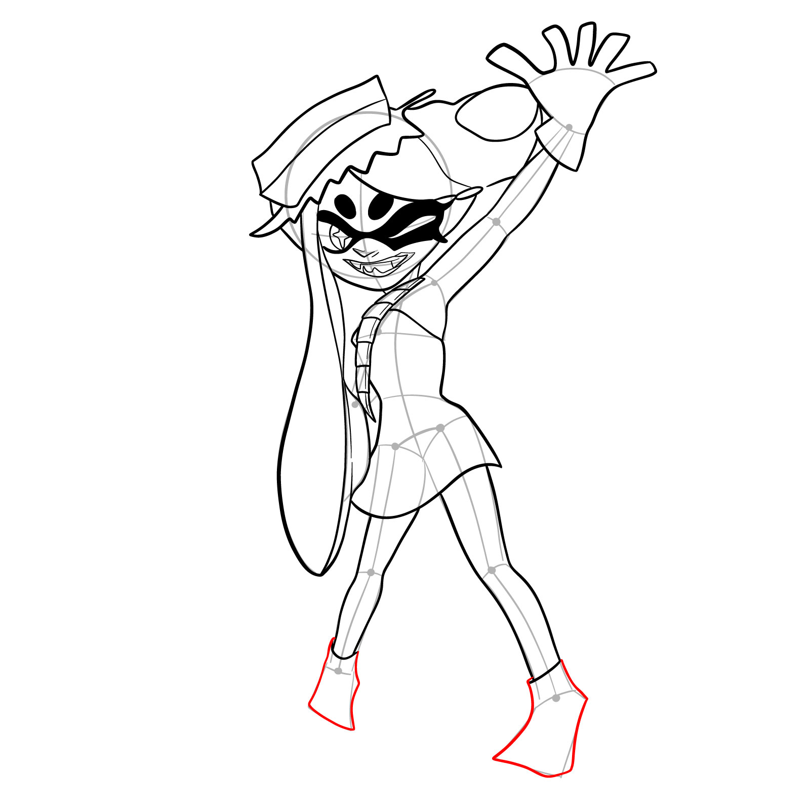 How to draw Callie from Splatoon 3 - step 22