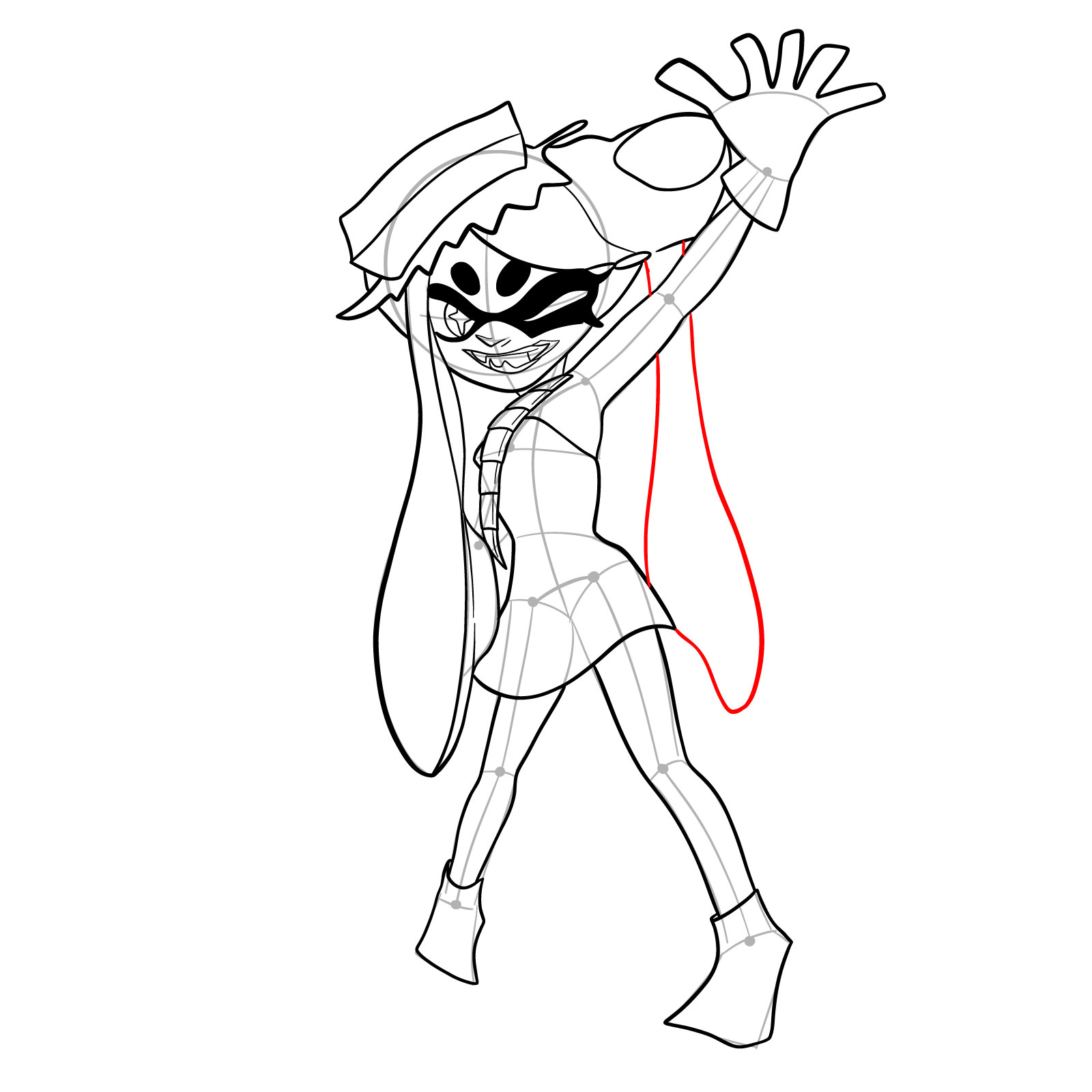 How to draw Callie from Splatoon 3 - step 23
