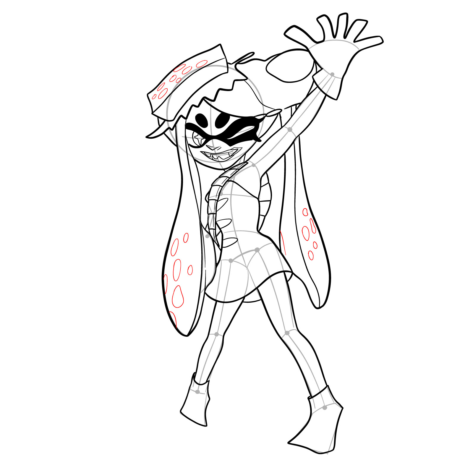 How to draw Callie from Splatoon 3 - step 27