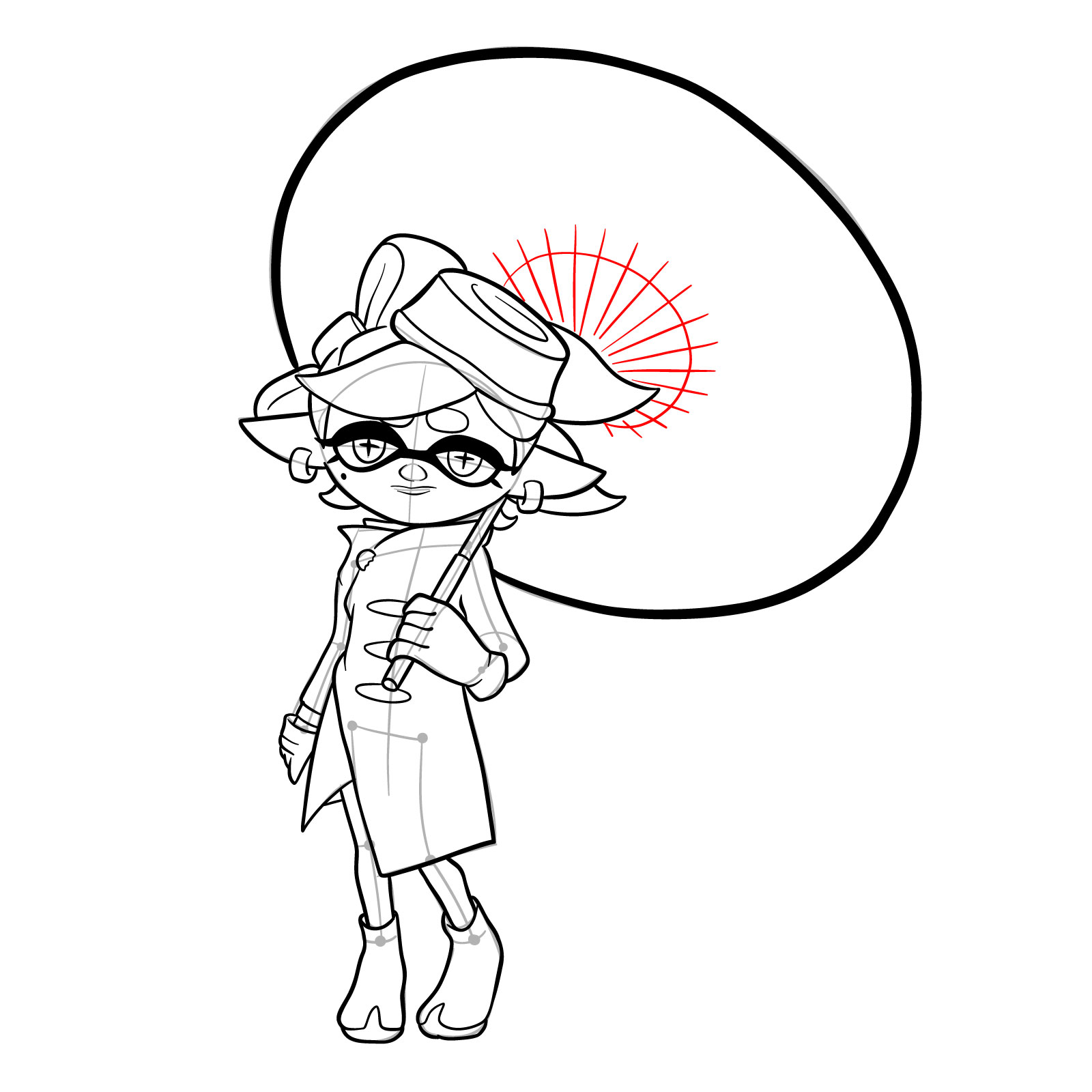 How to draw Marie from Splatoon 3 - step 31