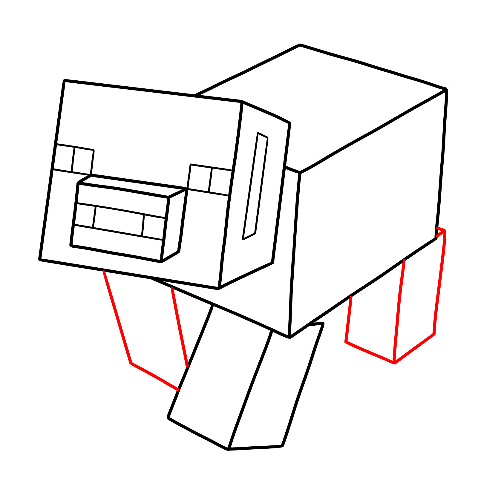 How to Draw a Pig from Minecraft - step 11