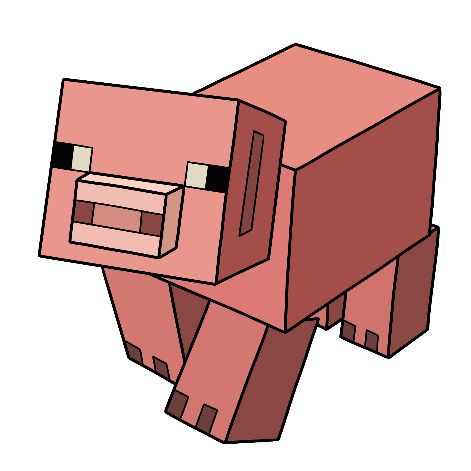 How to Draw a Pig from Minecraft - final step