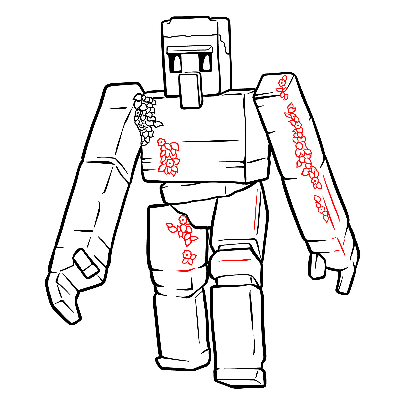 How to Draw an Iron Golem from A Minecraft Movie - step 19
