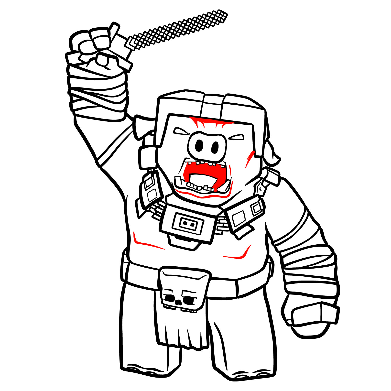 How to Draw General Chungus from A Minecraft Movie - step 28