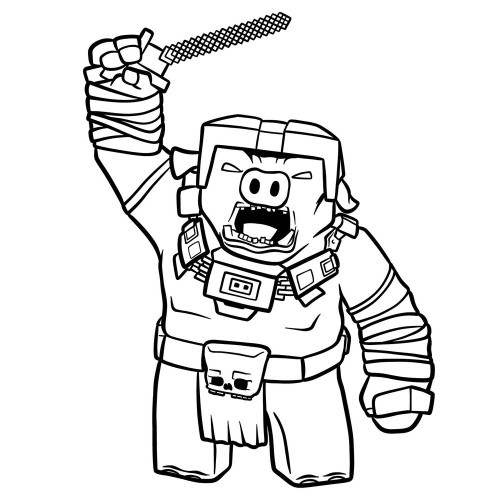 How to Draw General Chungus with Sword Raised – Minecraft