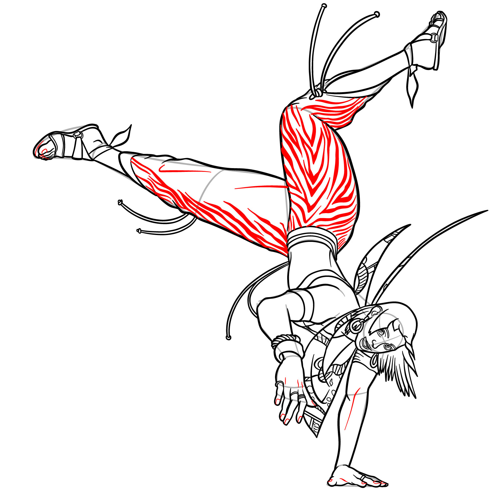 How to Draw Elena from Street Fighter 6 - step 25