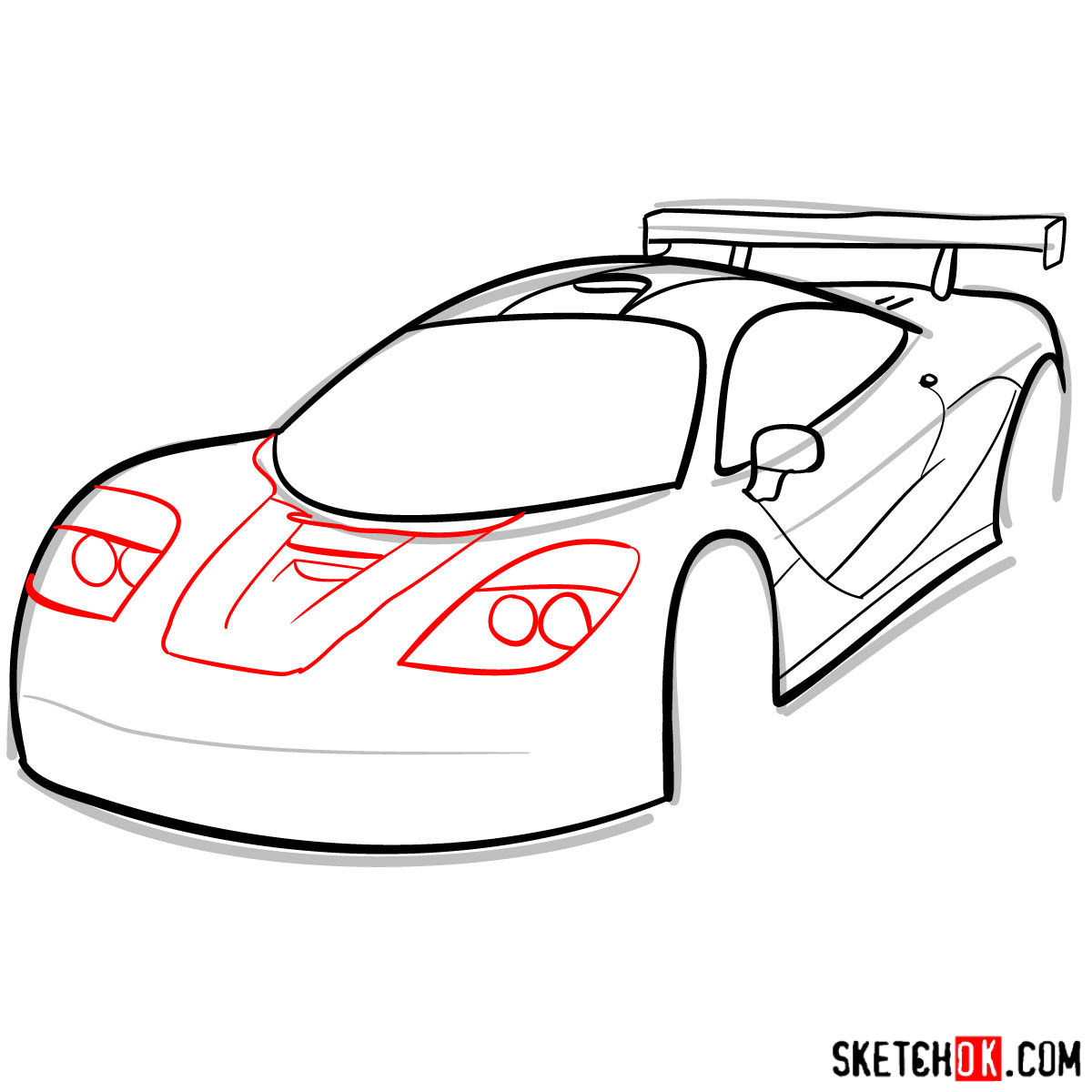 McLaren F1 - step by step drawing guide - step 08