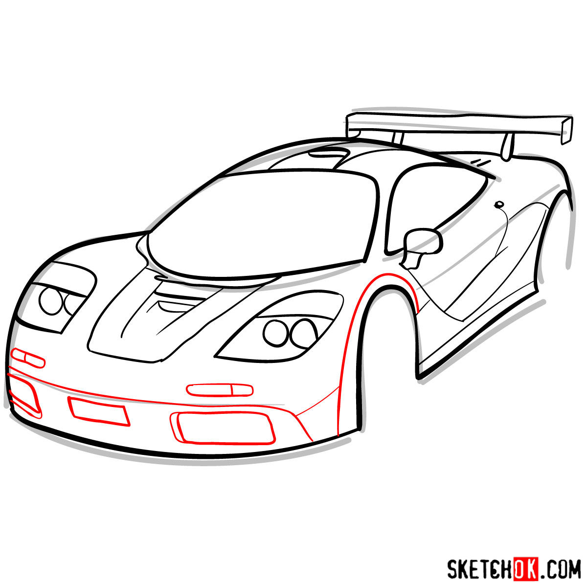 McLaren F1 - step by step drawing guide - step 09