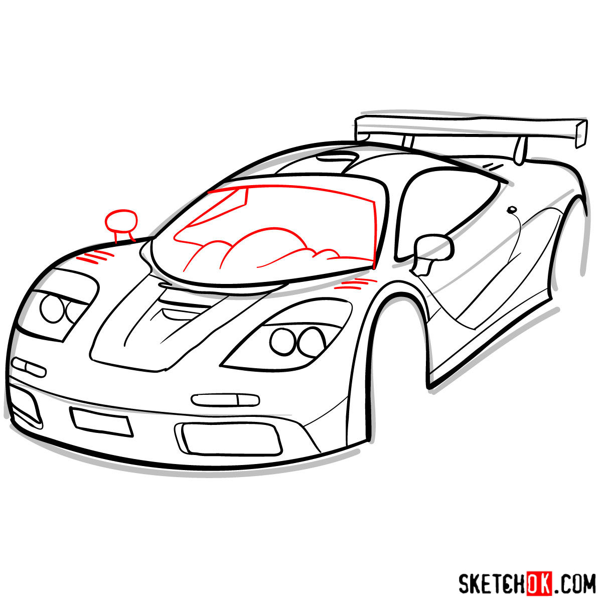 McLaren F1 - step by step drawing guide - step 10