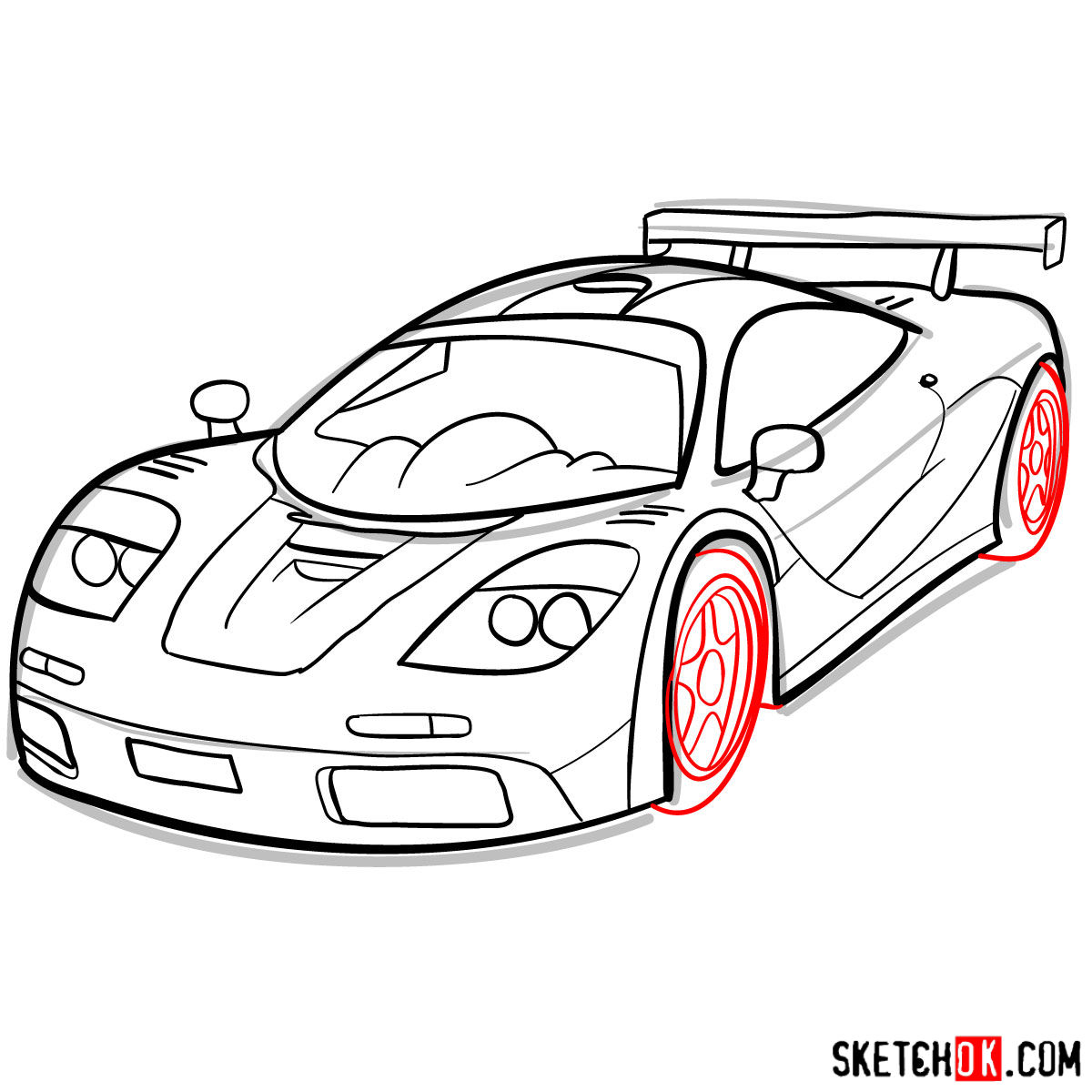 McLaren F1 - step by step drawing guide - step 11