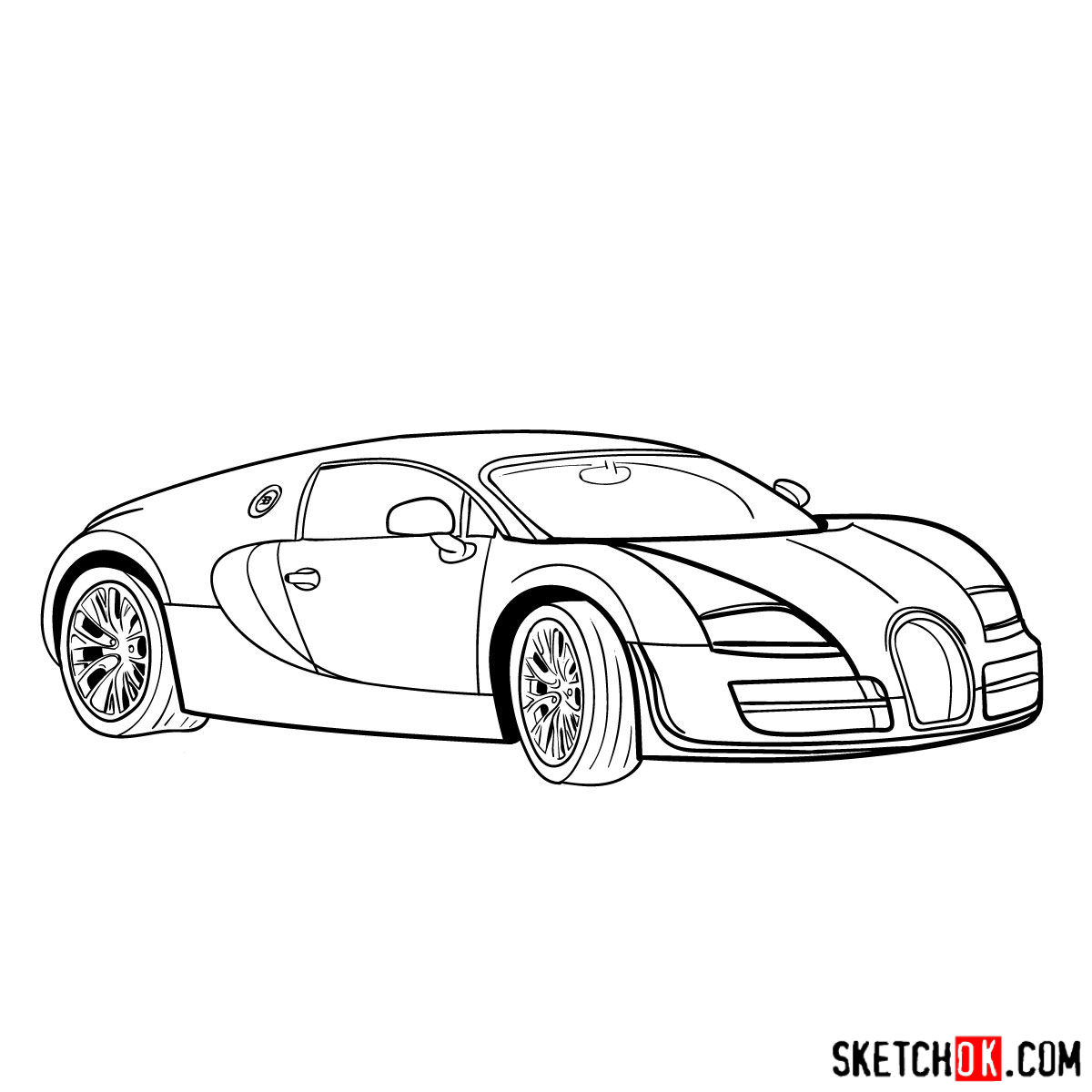 How to draw Bugatti Veyron 16.4 Super Sport - step 13