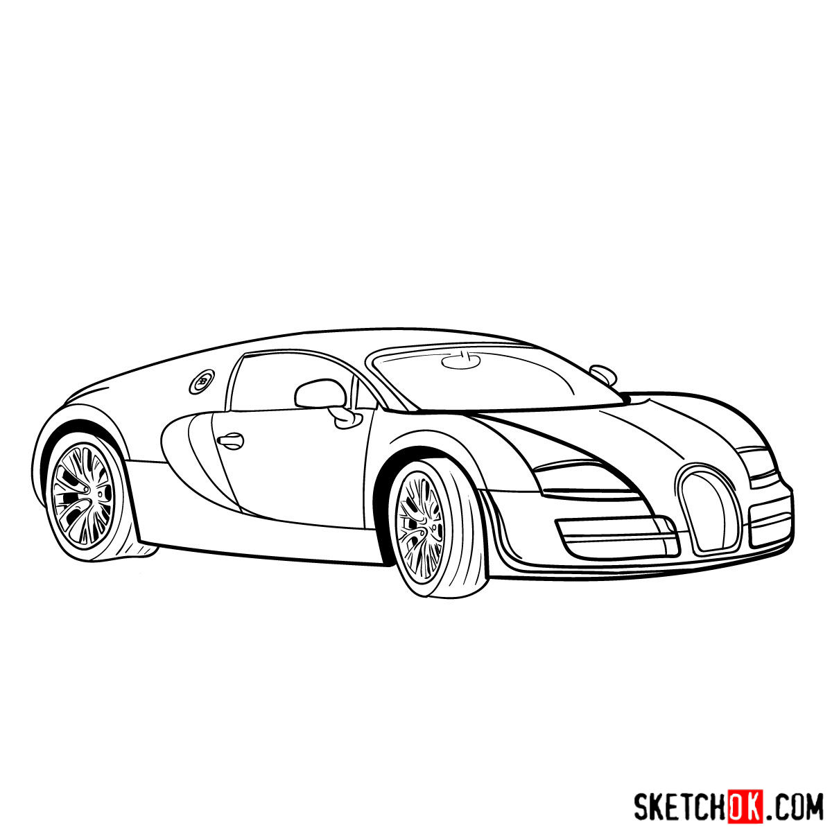 How to Draw Bugatti Veyron 16.4 Super Sport in 14 Easy Steps