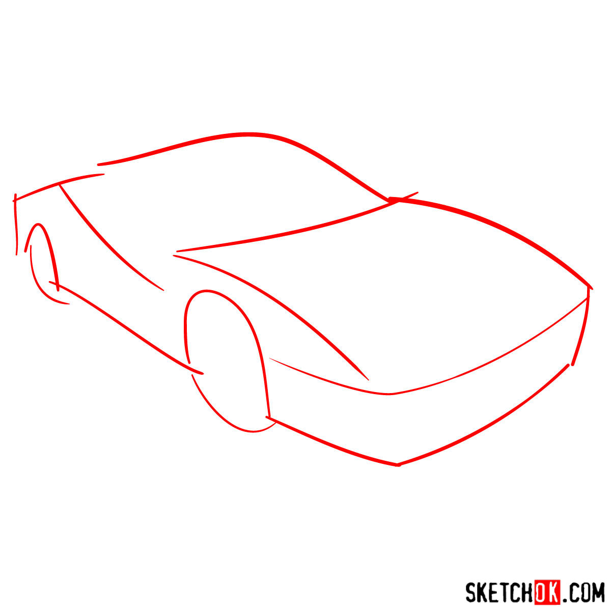 How to draw Ferrari Testarossa supercar - step 01