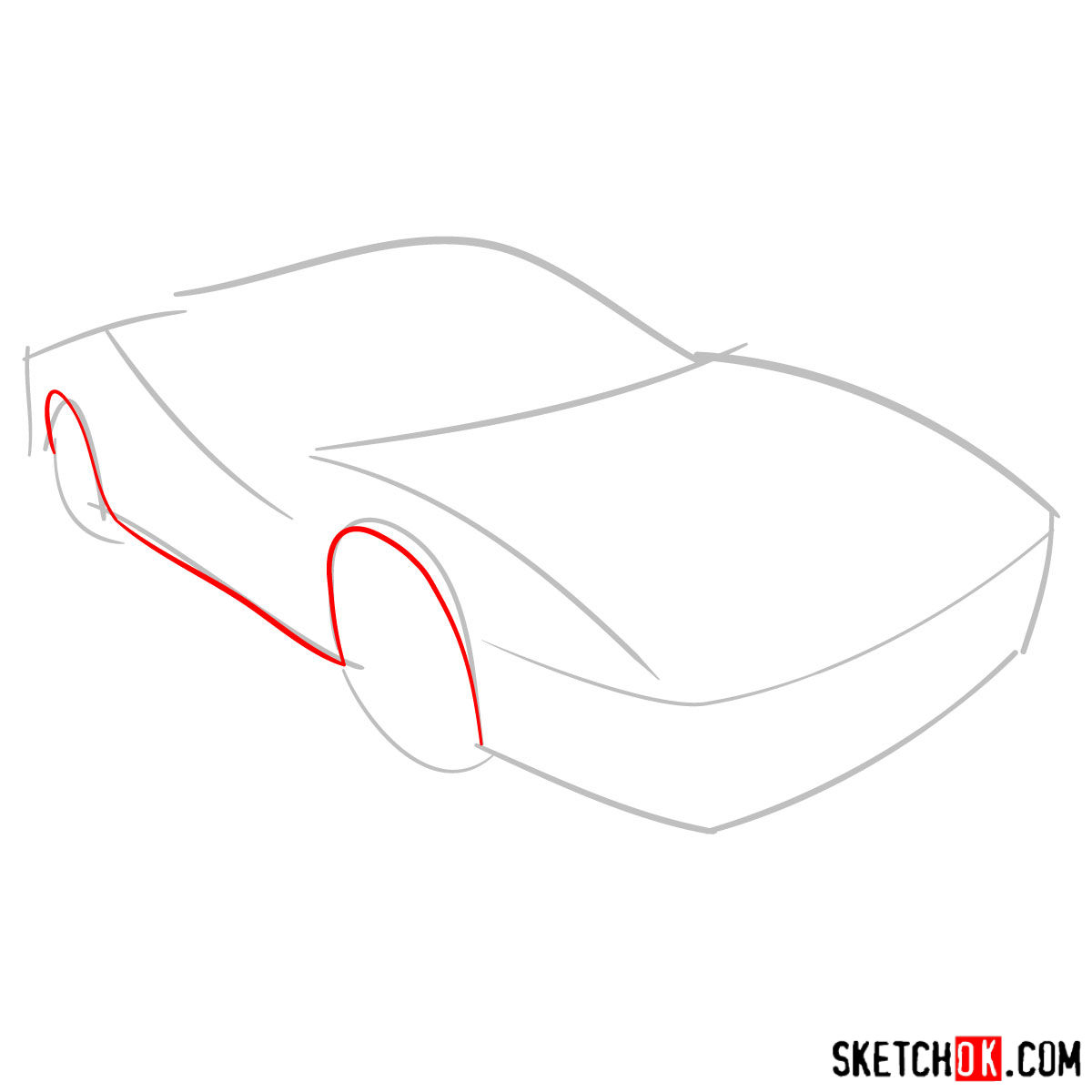 How to draw Ferrari Testarossa supercar - step 02