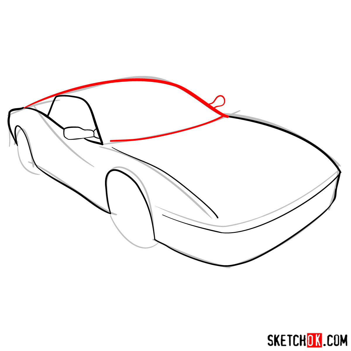 How to draw Ferrari Testarossa supercar - step 05