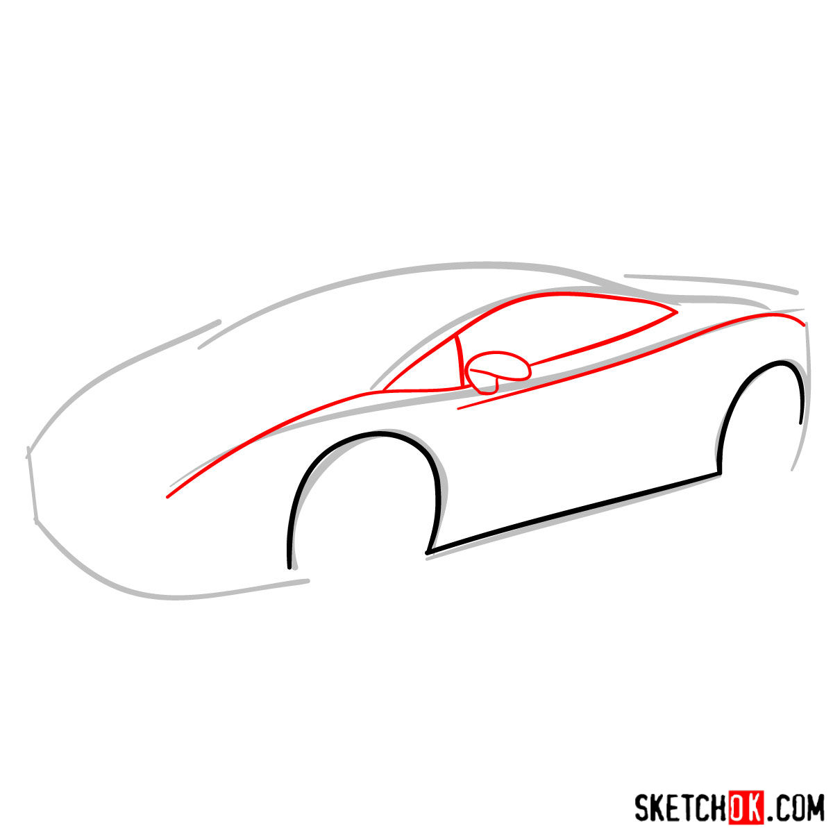 How to draw Lamborghini Gallardo - step 03