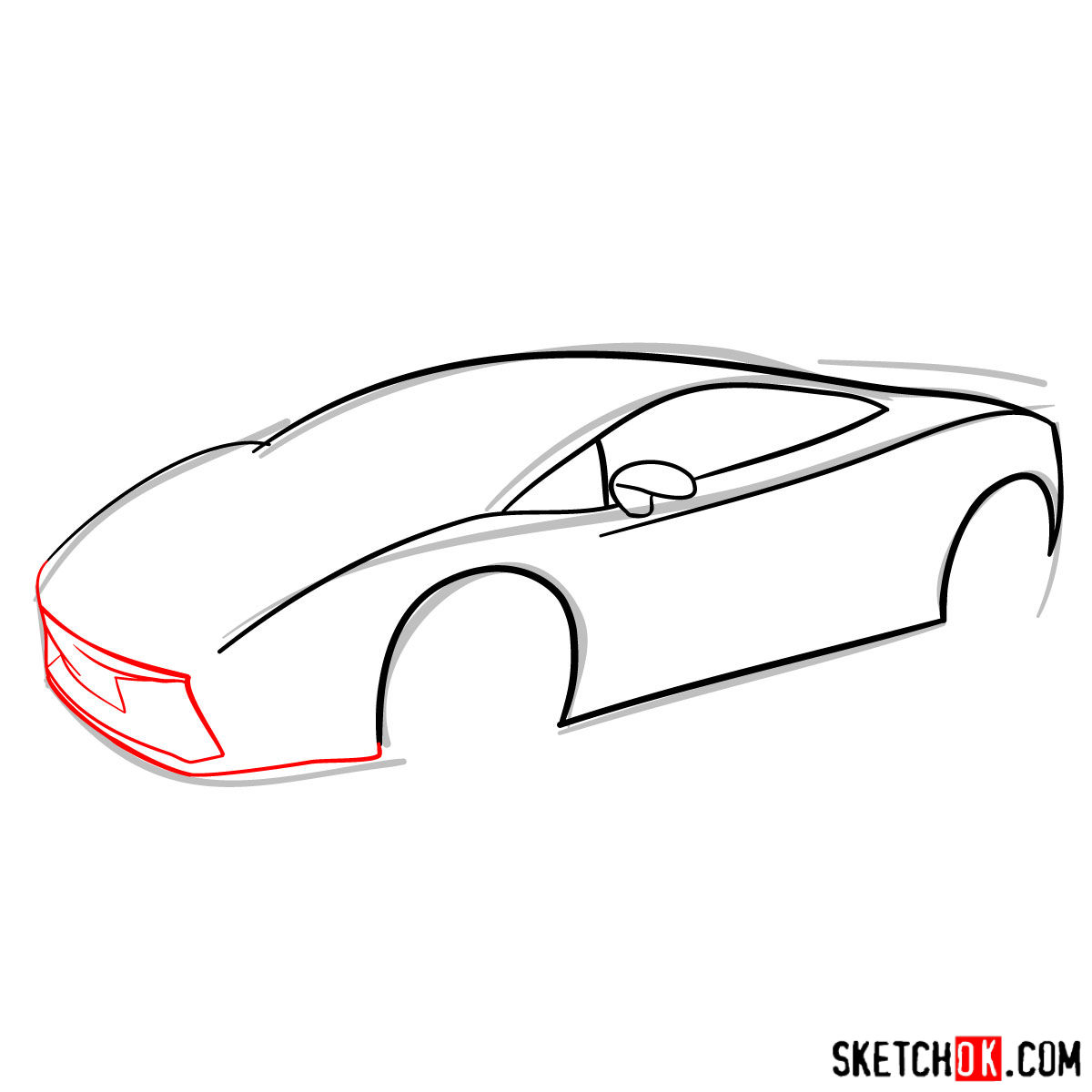 How to draw Lamborghini Gallardo - step 05