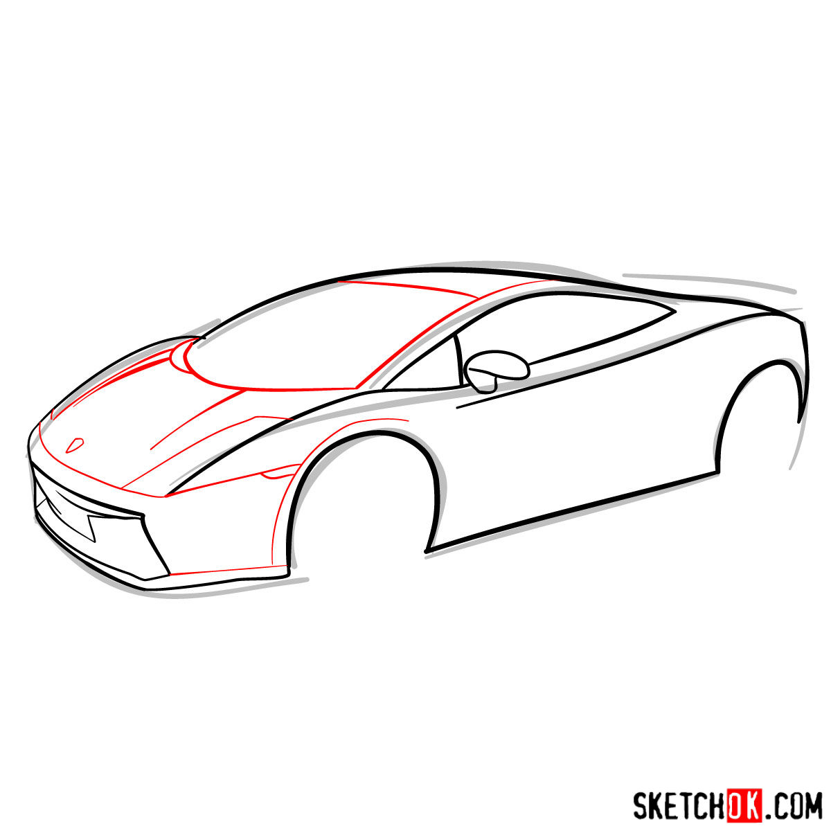 How to draw Lamborghini Gallardo - step 06