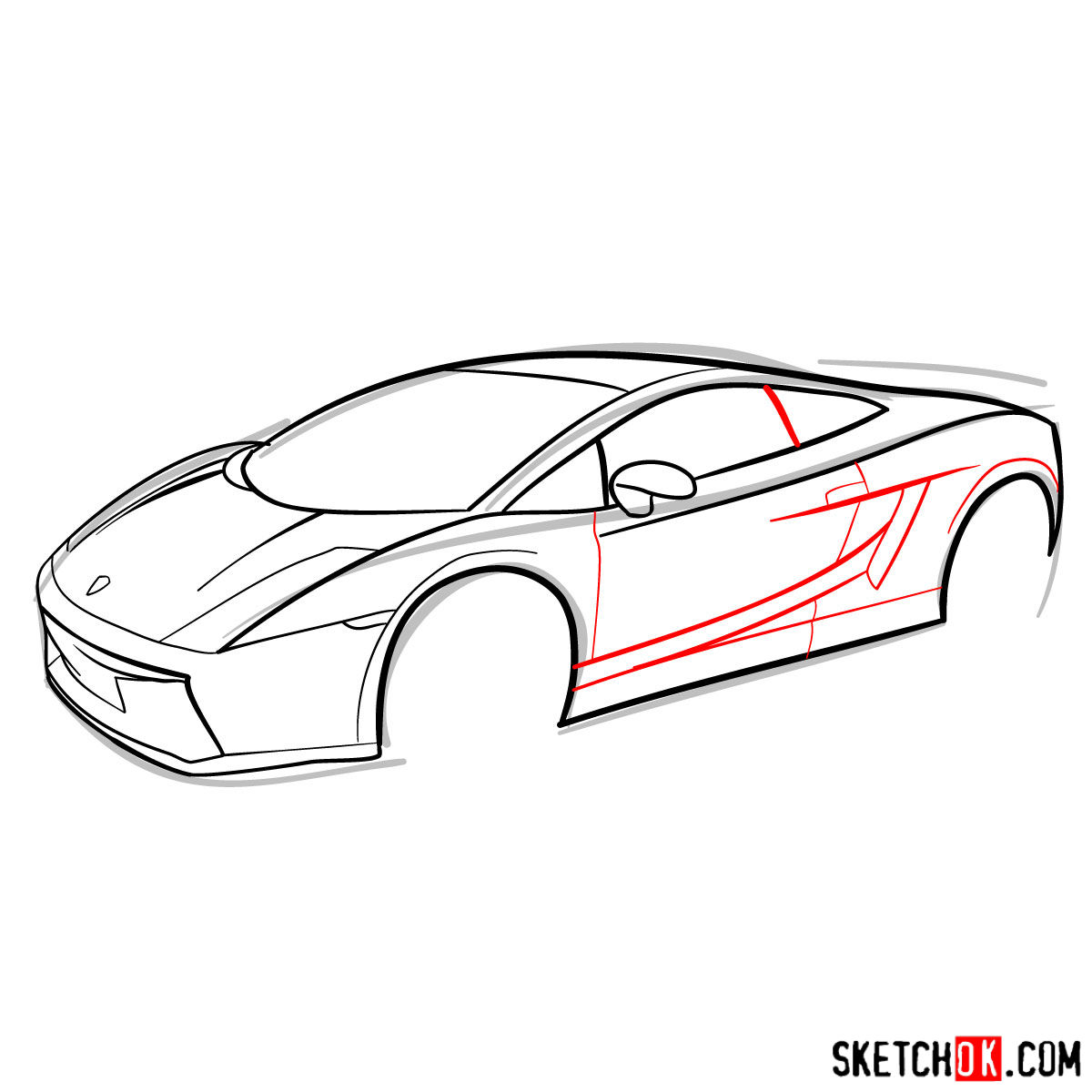 How to draw Lamborghini Gallardo - step 07