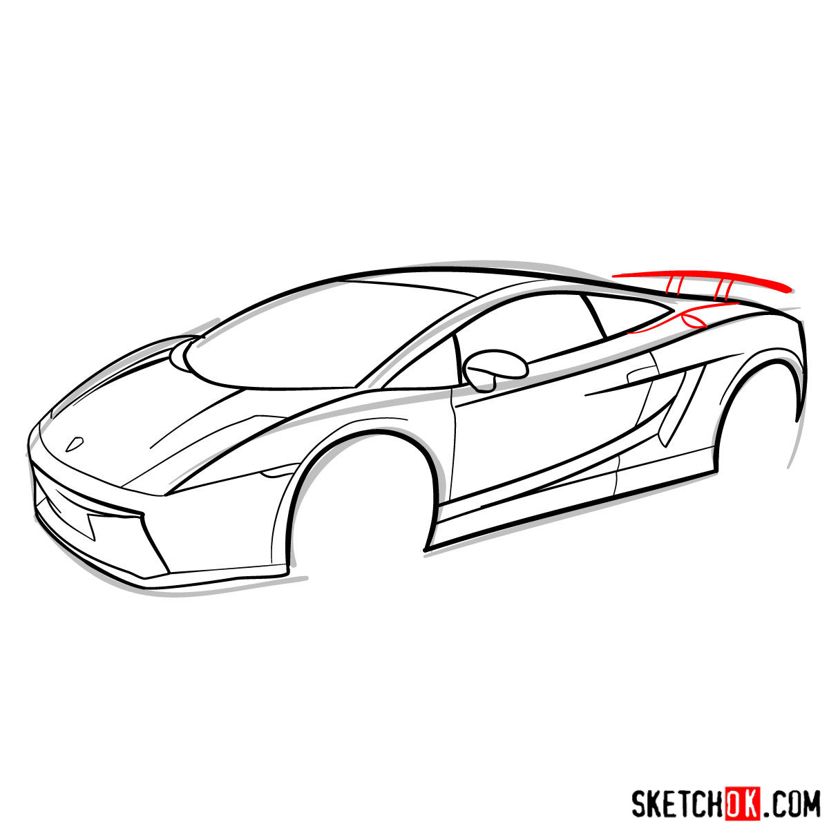 How to draw Lamborghini Gallardo - step 08