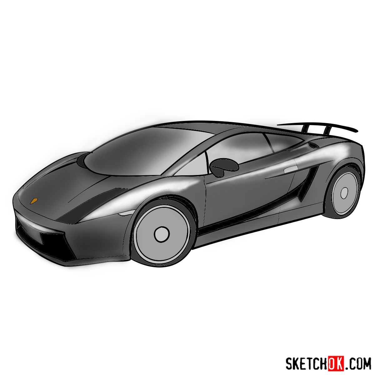 How to draw Lamborghini Gallardo - Step by step drawing ...