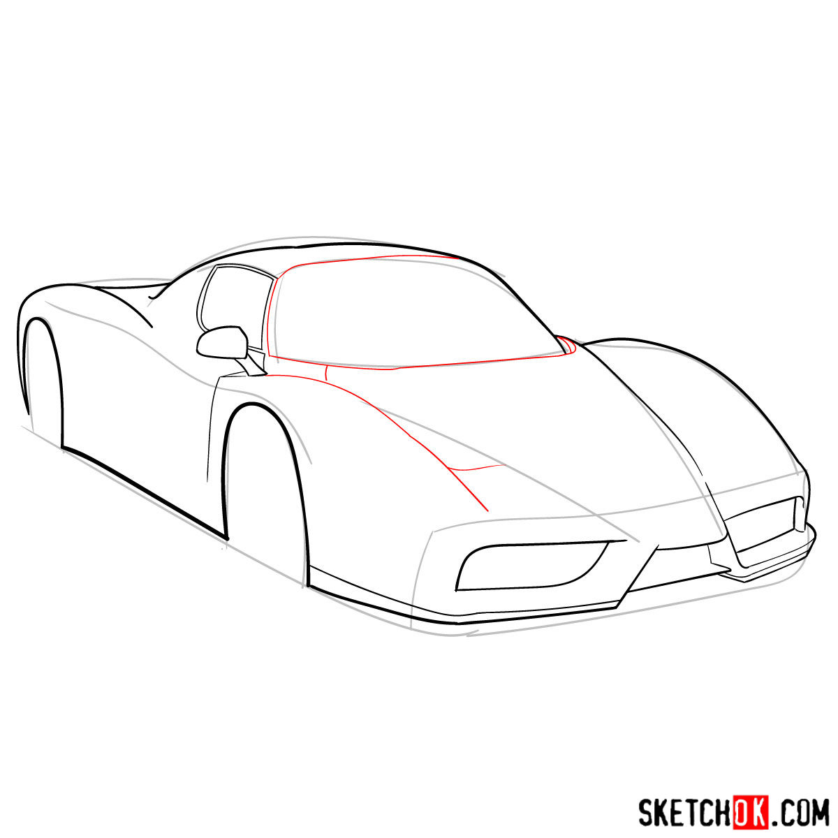 How to draw Ferrari Enzo legendary supercar - step 06