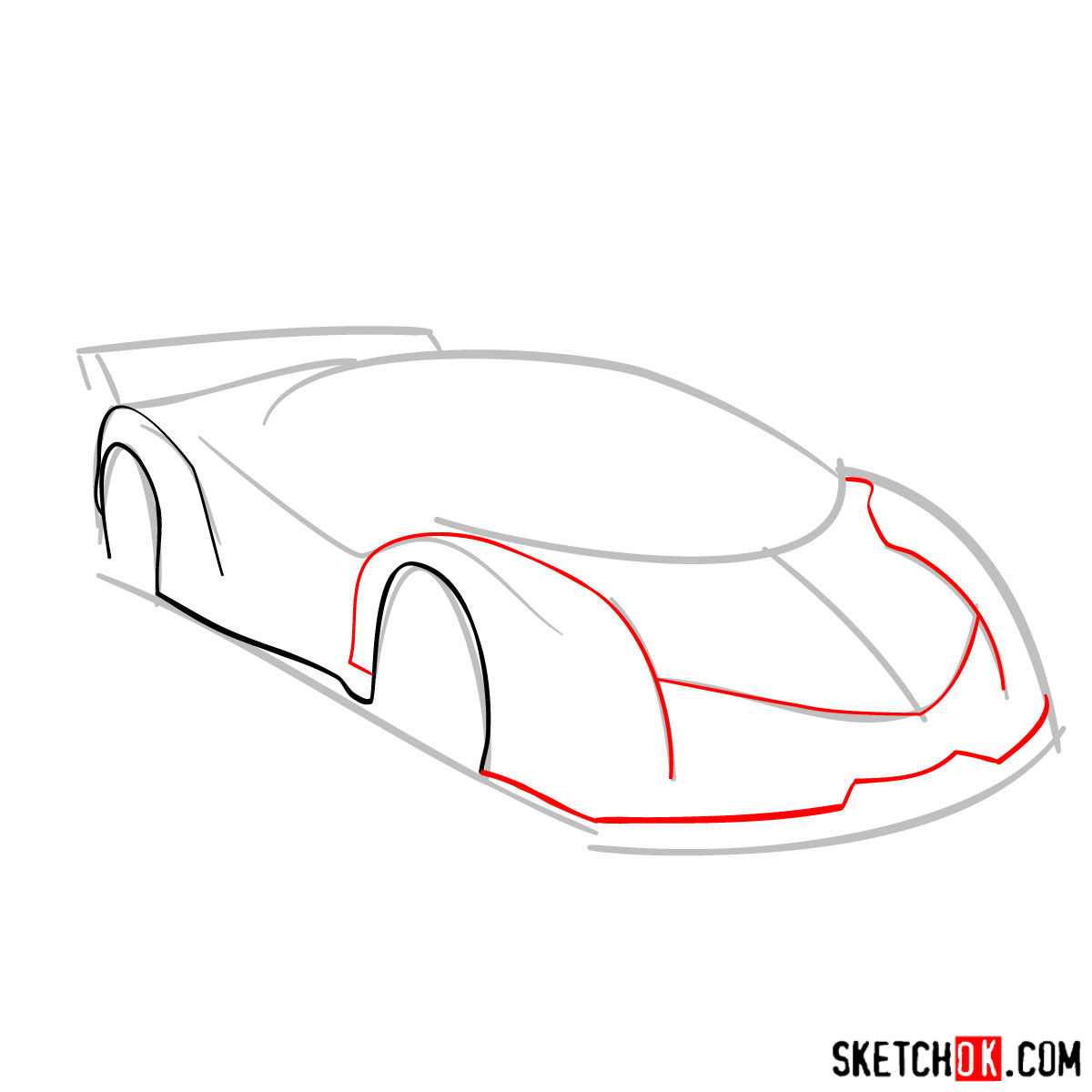 How to draw Lamborghini Veneno - step 03