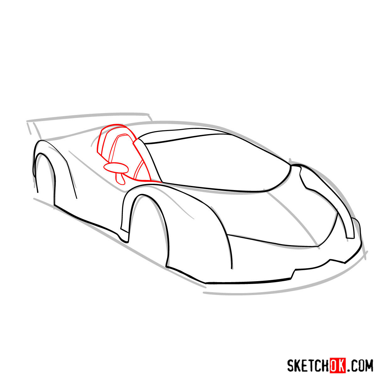 How to draw Lamborghini Veneno - step 05