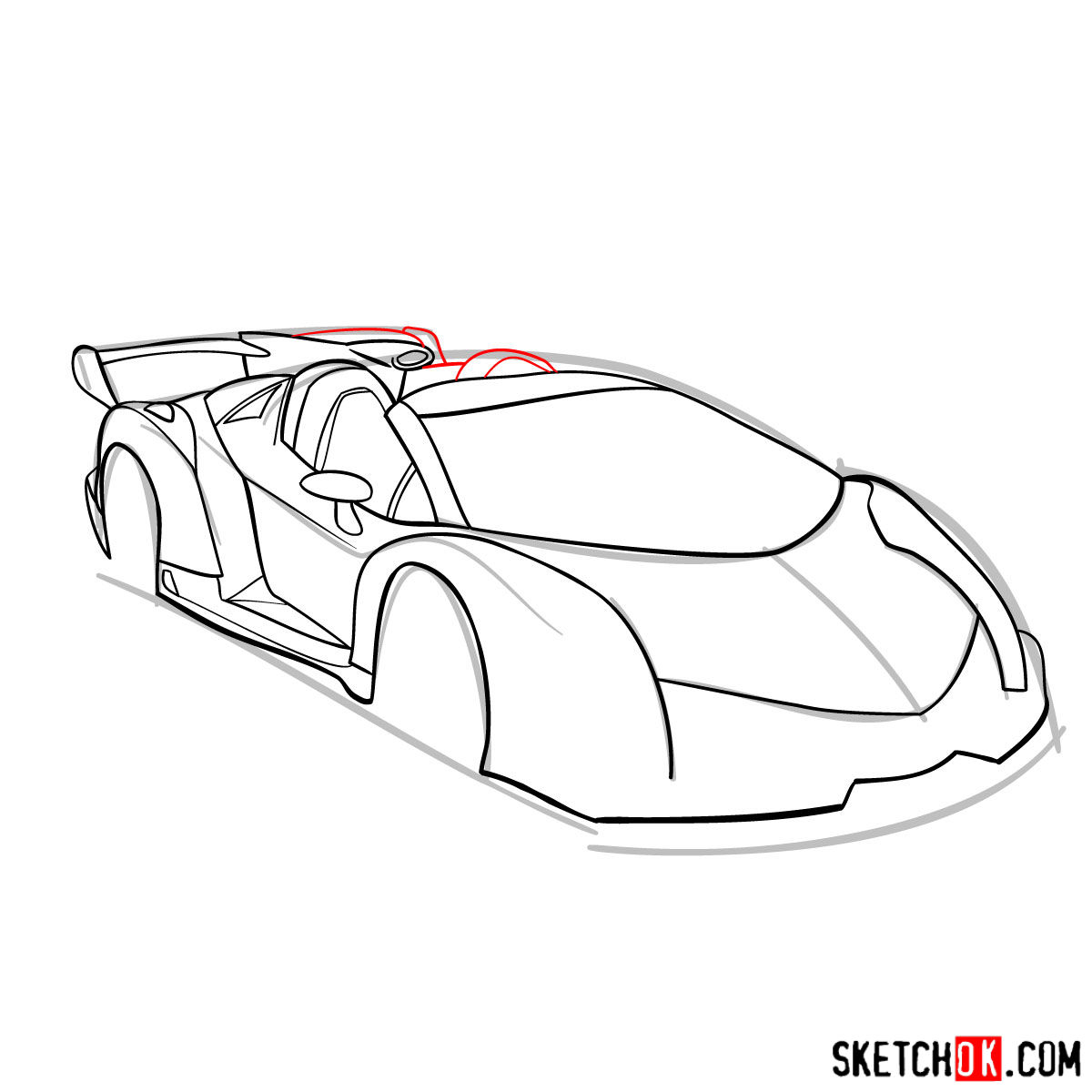 How To Draw Lamborghini Veneno Step By Step Drawing Tutorials