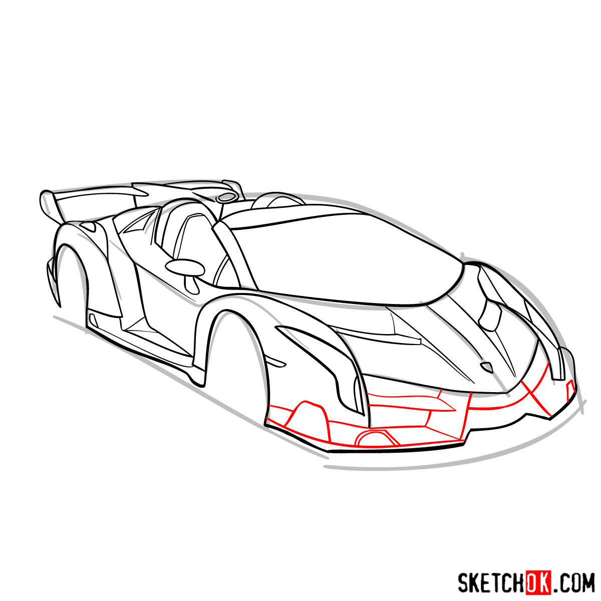 How to draw Lamborghini Veneno - step 11
