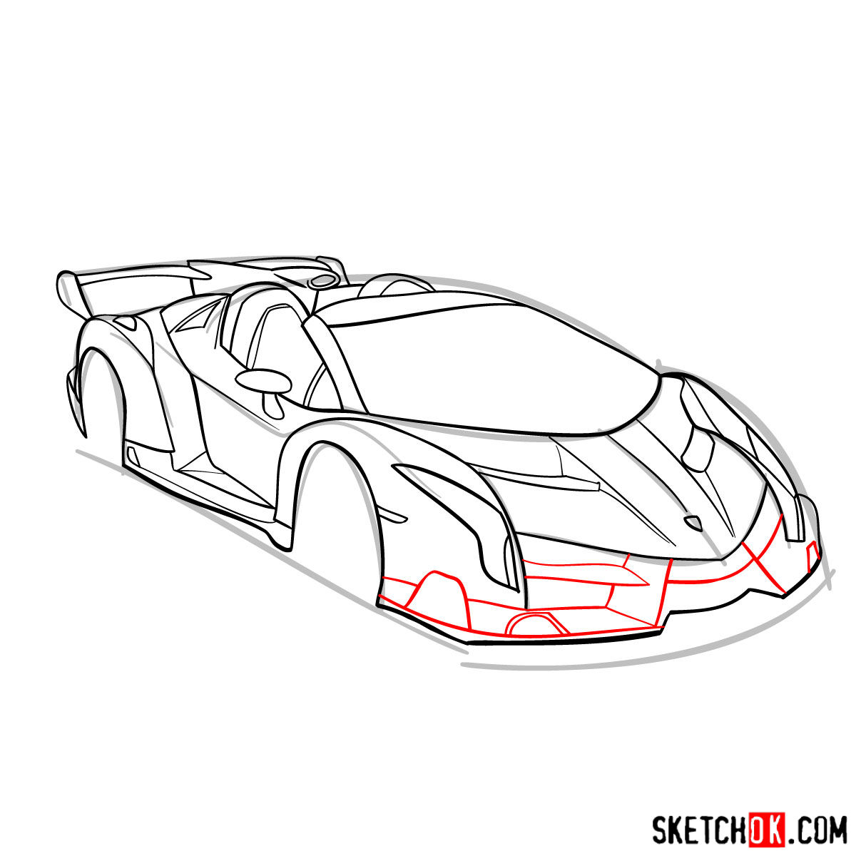 How To Draw Lamborghini Veneno Sketchok