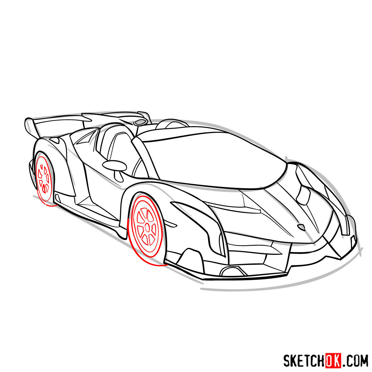 How to draw Lamborghini Veneno - step 12