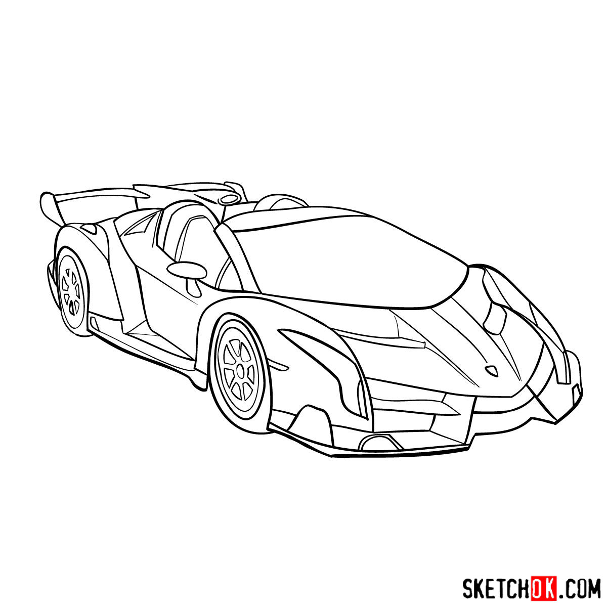 How to draw Lamborghini Veneno - Step by step drawing ...